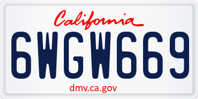 CA license plate 6WGW669