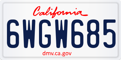 CA license plate 6WGW685