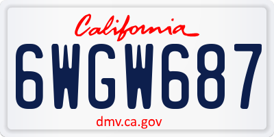 CA license plate 6WGW687