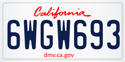 CA license plate 6WGW693