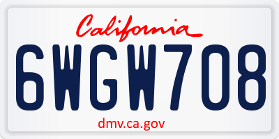 CA license plate 6WGW708