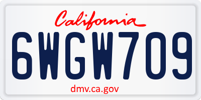 CA license plate 6WGW709