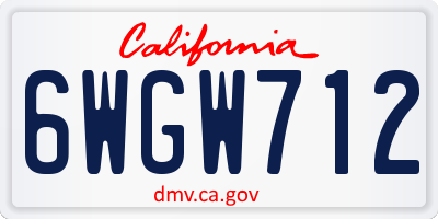 CA license plate 6WGW712