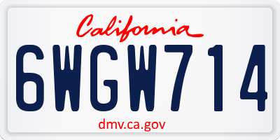 CA license plate 6WGW714