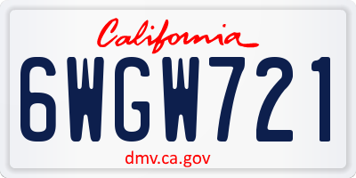 CA license plate 6WGW721