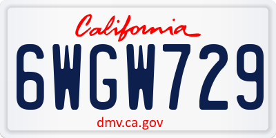 CA license plate 6WGW729