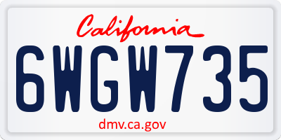 CA license plate 6WGW735