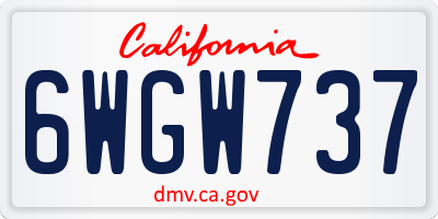 CA license plate 6WGW737