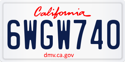 CA license plate 6WGW740
