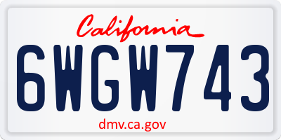 CA license plate 6WGW743