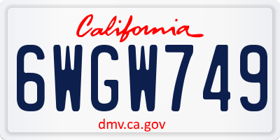CA license plate 6WGW749