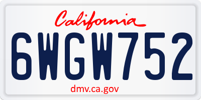 CA license plate 6WGW752
