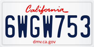 CA license plate 6WGW753