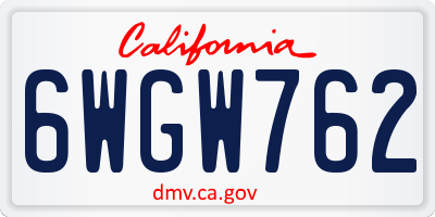 CA license plate 6WGW762