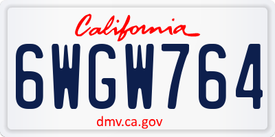 CA license plate 6WGW764