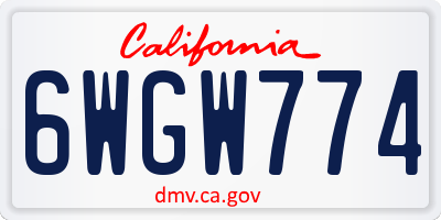 CA license plate 6WGW774