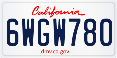 CA license plate 6WGW780