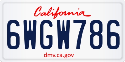 CA license plate 6WGW786