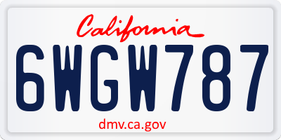 CA license plate 6WGW787