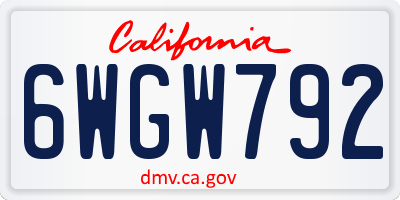 CA license plate 6WGW792