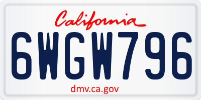 CA license plate 6WGW796