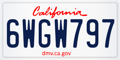 CA license plate 6WGW797