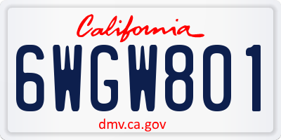 CA license plate 6WGW801