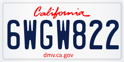 CA license plate 6WGW822