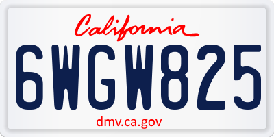 CA license plate 6WGW825