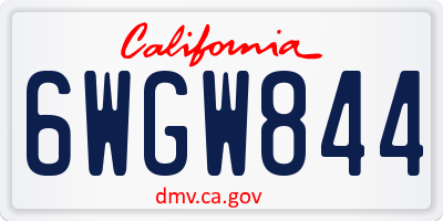 CA license plate 6WGW844