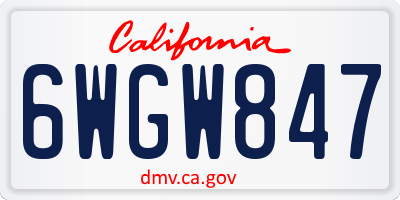 CA license plate 6WGW847