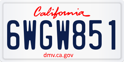 CA license plate 6WGW851