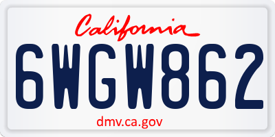 CA license plate 6WGW862
