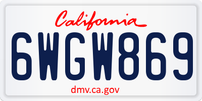 CA license plate 6WGW869