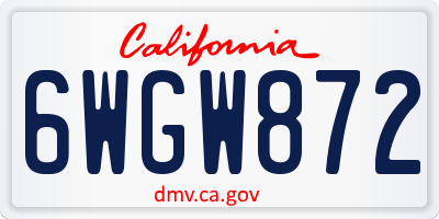 CA license plate 6WGW872