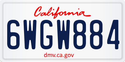 CA license plate 6WGW884