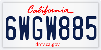 CA license plate 6WGW885
