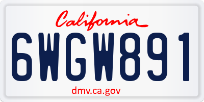 CA license plate 6WGW891