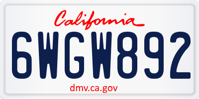 CA license plate 6WGW892