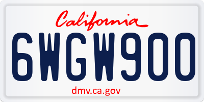 CA license plate 6WGW900