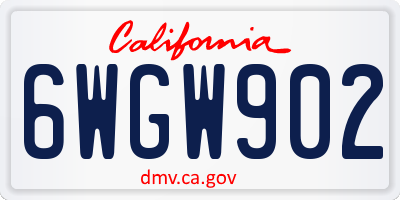 CA license plate 6WGW902