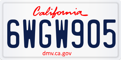 CA license plate 6WGW905