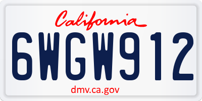 CA license plate 6WGW912
