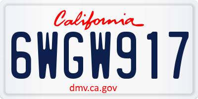 CA license plate 6WGW917