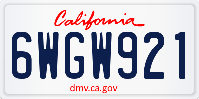 CA license plate 6WGW921
