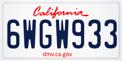 CA license plate 6WGW933