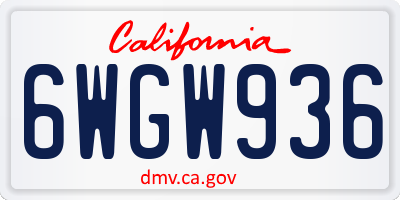 CA license plate 6WGW936