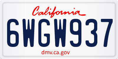 CA license plate 6WGW937