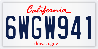 CA license plate 6WGW941