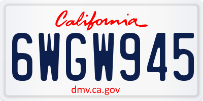 CA license plate 6WGW945